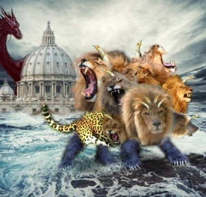 A teoria gira em torno de uma interpretação literal do capítulo 13 do Apocalipse, que descreve dois animais: uma que emerge do mar, com aparência de leopardo, pés de urso e boca de leão, e outra que surge da terra, com dois chifres semelhantes aos de um cordeiro, mas que fala como um dragão. (Foto: Instagram)